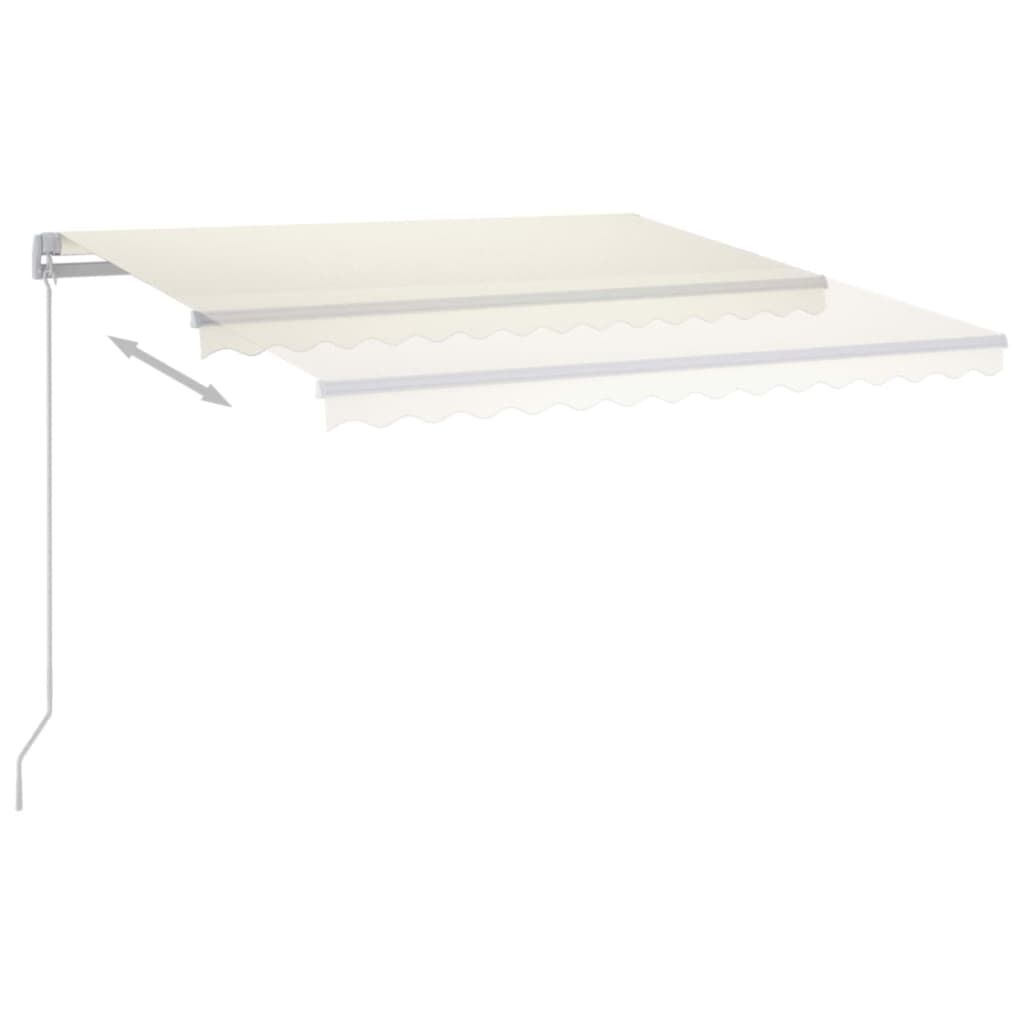 vidaXL Τέντα Συρόμενη Χειροκίνητη με LED Κρεμ 450 x 350 εκ.