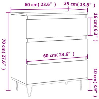 vidaXL Μπουφές Καφέ Δρυς 60x35x70 εκ. από Επεξεργασμένο Ξύλο