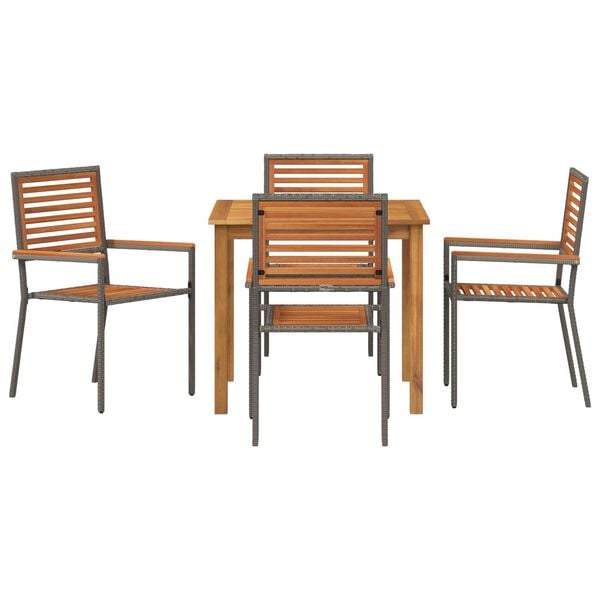 vidaXL Σέτ φαγητού για κήπο 5 pcs Γκρι Πολυ ράταν