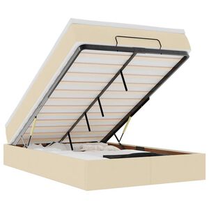 vidaXL Οθωμανικό κρεβάτι με στρώμα Cream 120x200cm ύφασμα