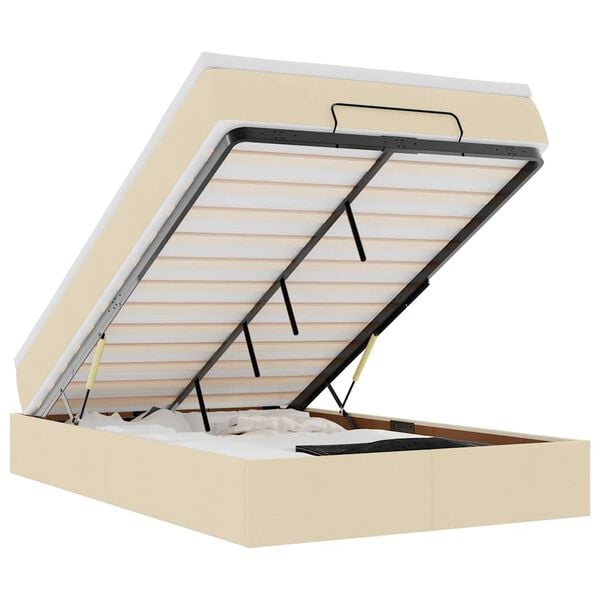 vidaXL Οθωμανικό κρεβάτι με στρώμα Cream 120x200cm ύφασμα