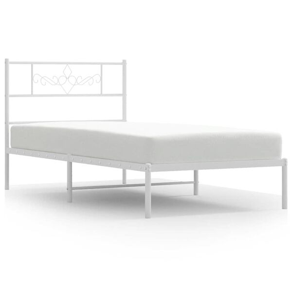 vidaXL Πλαίσιο Κρεβατιού με Κεφαλάρι Λευκό 100x190 εκ. Μεταλλικό