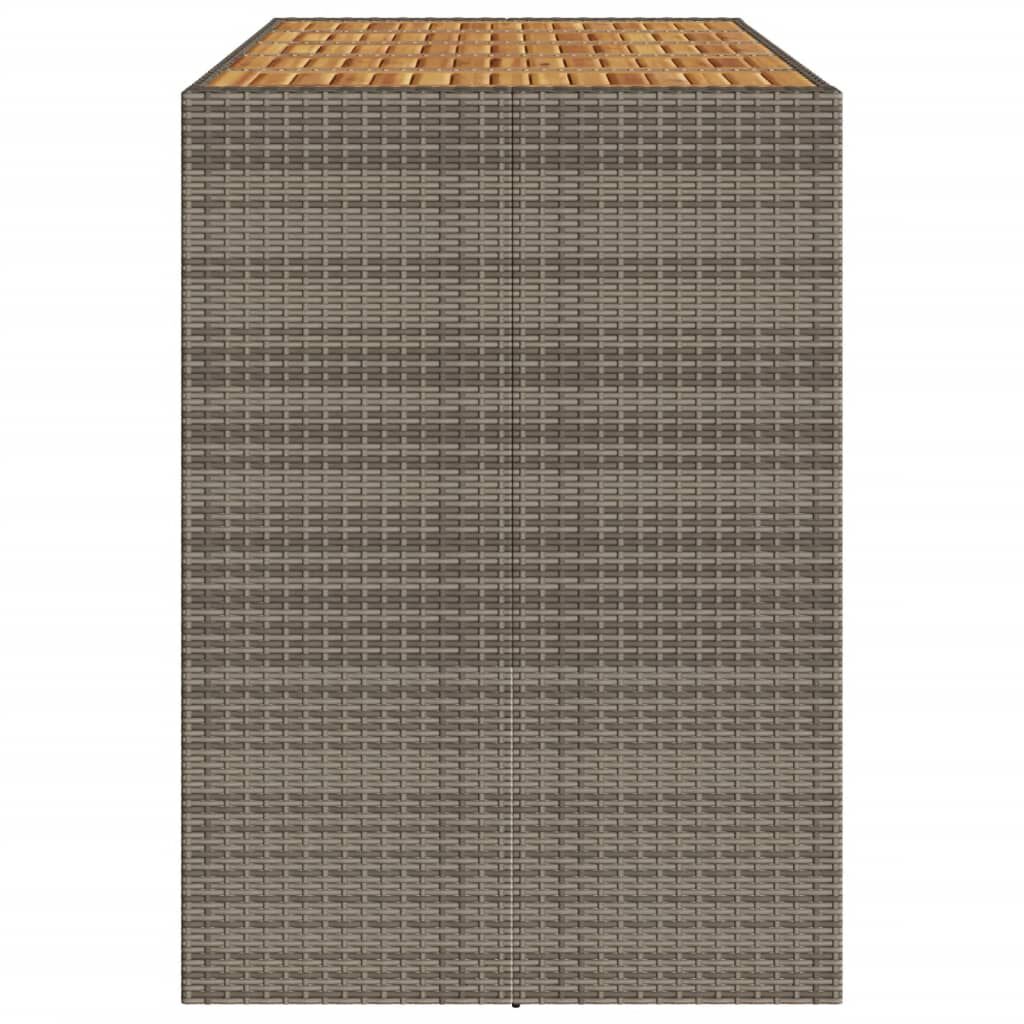 vidaXL Τραπέζι Μπαρ Κήπου Επιφ. Ακακίας Γκρι 185x80x110εκ. Συνθ. Ρατάν