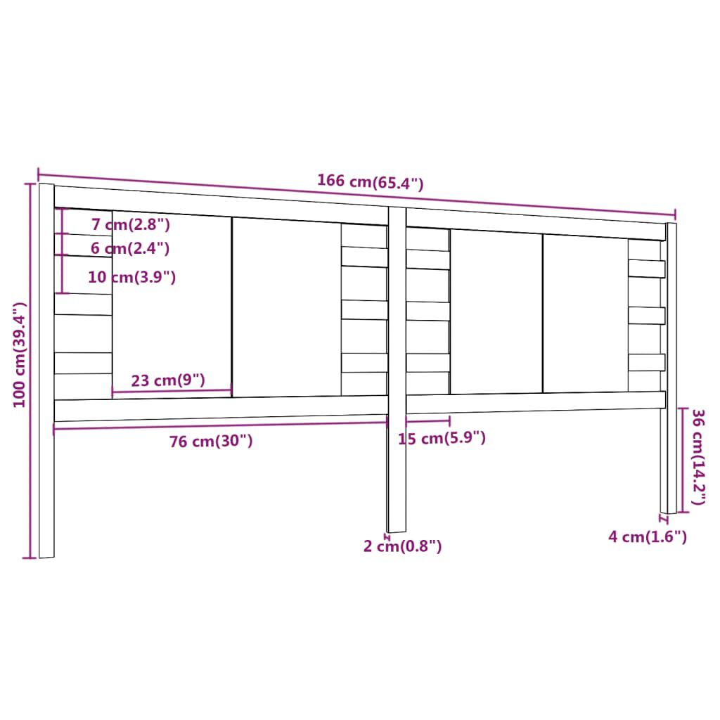 vidaXL Κεφαλάρι Κρεβατιού Λευκό 166 x 4 x 100 εκ. Μασίφ Ξύλο Πεύκου