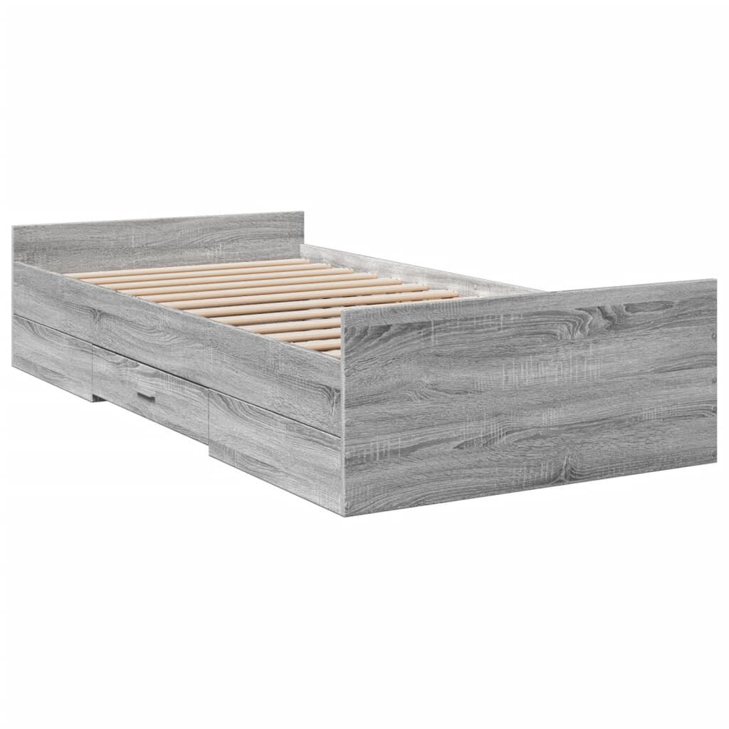 vidaXL Πλαίσιο Κρεβατιού με συρτάρια Γκρι sonoma 100x200εκ. Επεξ. Ξύλο