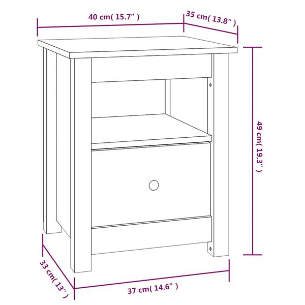 vidaXL Κομοδίνο Λευκό 40 x 35 x 49 εκ. από Μασίφ Ξύλο Πεύκου
