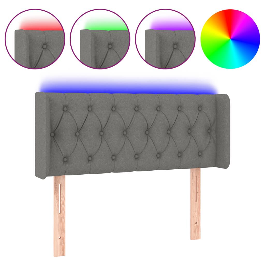 vidaXL Κεφαλάρι Κρεβατιού LED Σκούρο Γκρι 93x16x78/88 εκ. Υφασμάτινο