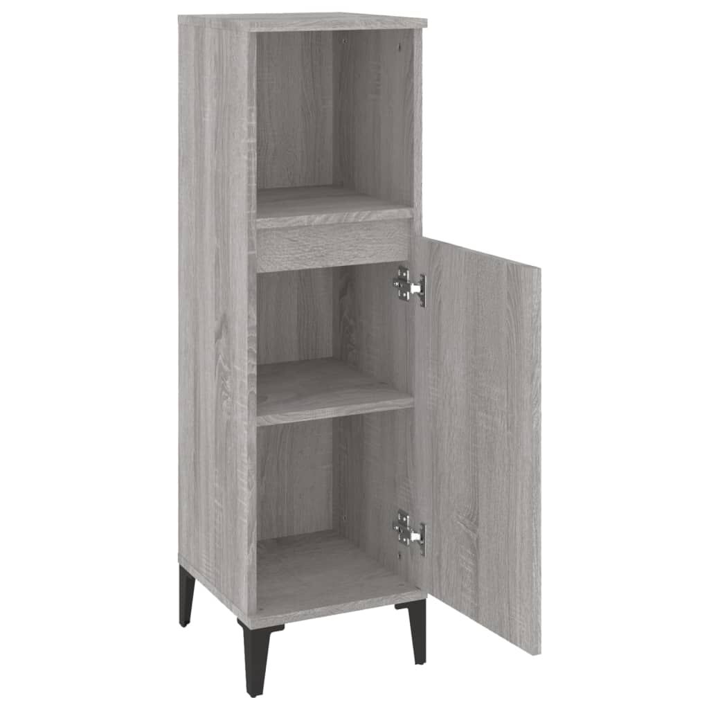 vidaXL Ντουλάπι Μπάνιου Γκρι Sonoma 30x30x100 εκ. Επεξεργασμένο Ξύλο