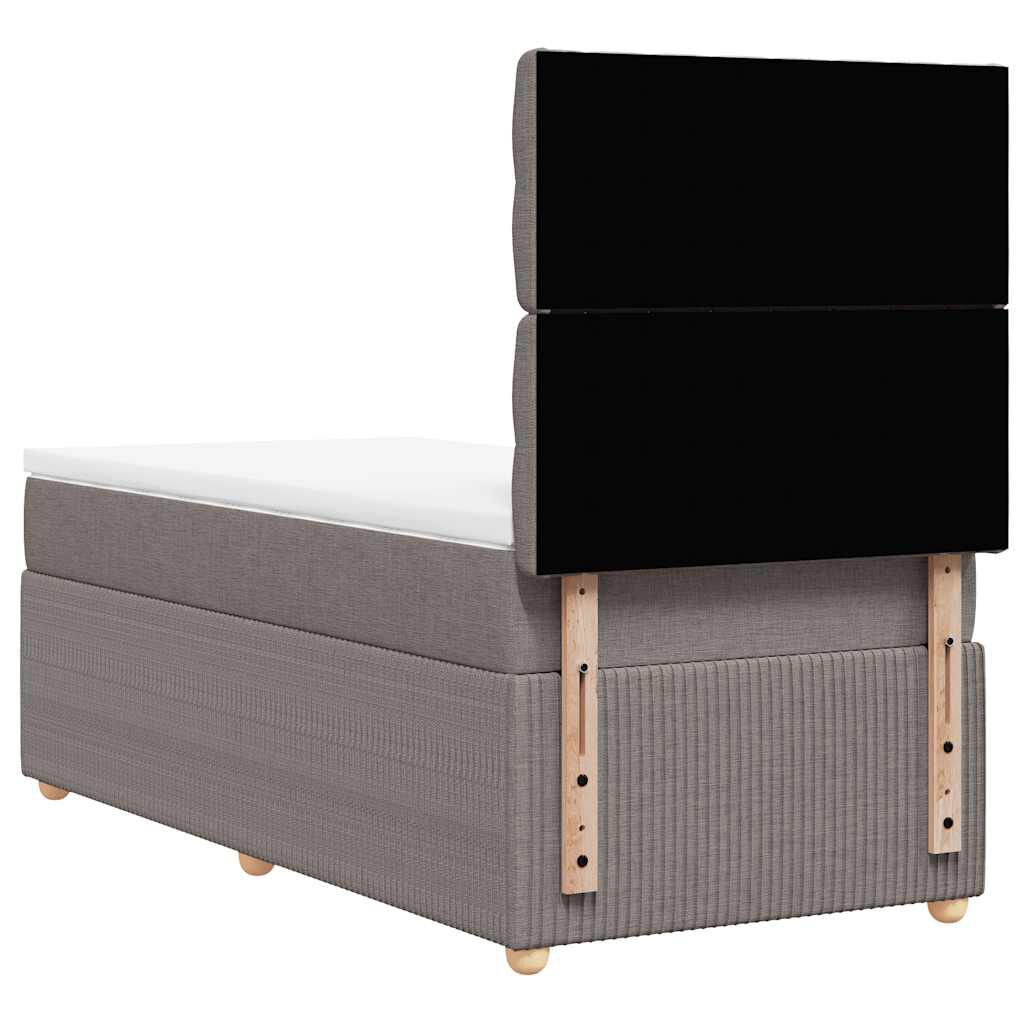 vidaXL Κρεβάτι Boxspring με Στρώμα Taupe 90x200 εκ. Υφασμάτινο