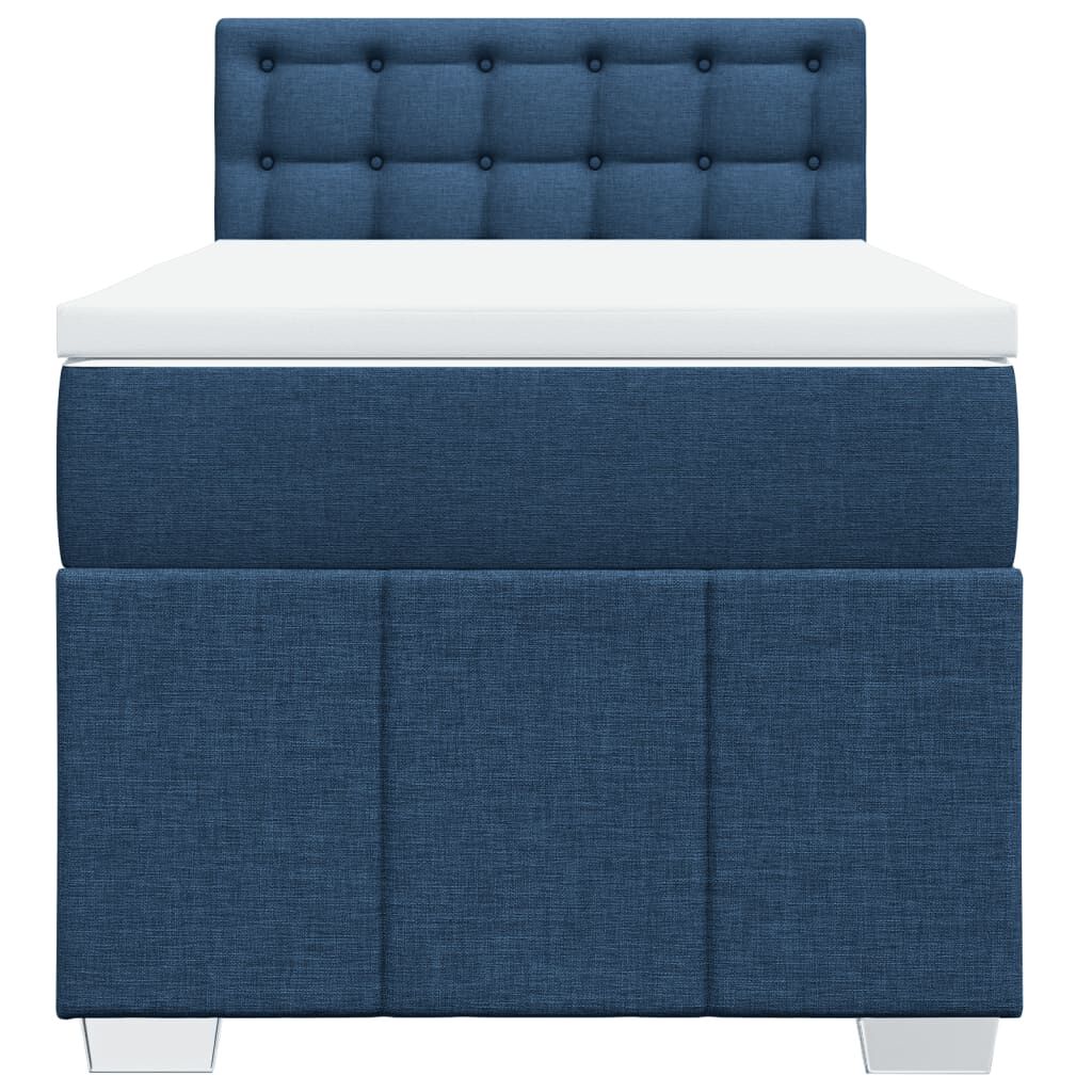 vidaXL Κρεβάτι Boxspring με Στρώμα Μπλε 90x190 εκ.Υφασμάτινο