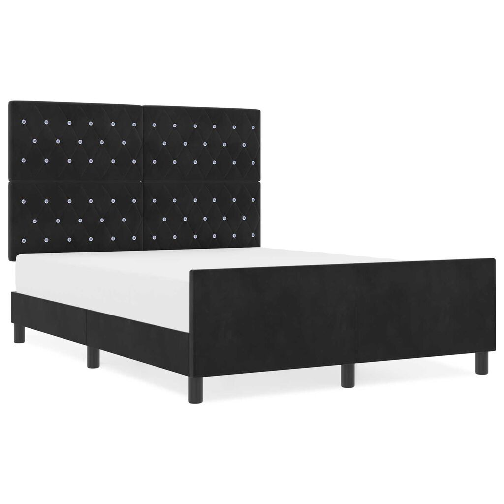 vidaXL Σκελετός Κρεβατιού με κεφαλάρι Μαύρο 140 x 190 cm Βελούδο