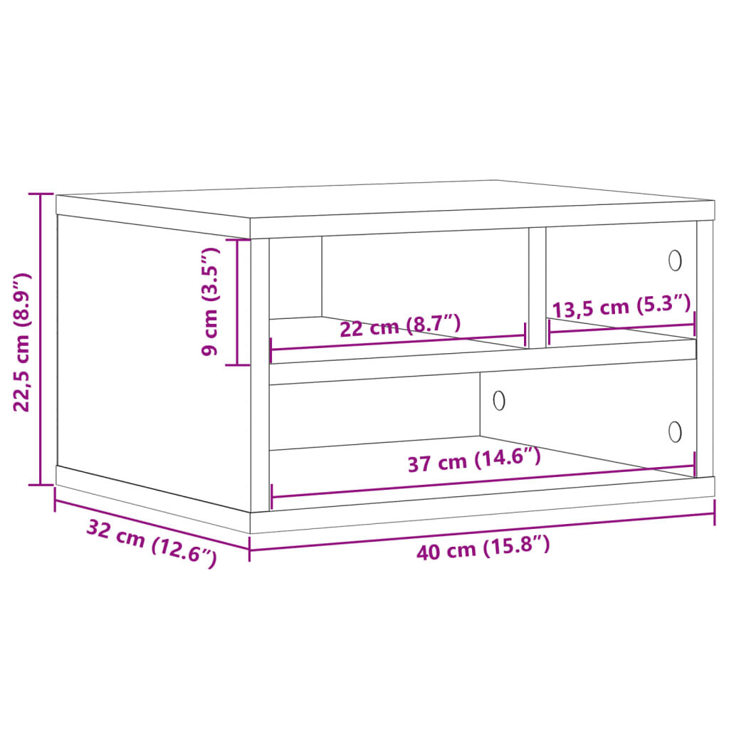 vidaXL Βάση Εκτυπωτή Sonoma Δρυς 40x32x22,5 εκ. από Επεξεργασμένο Ξύλο
