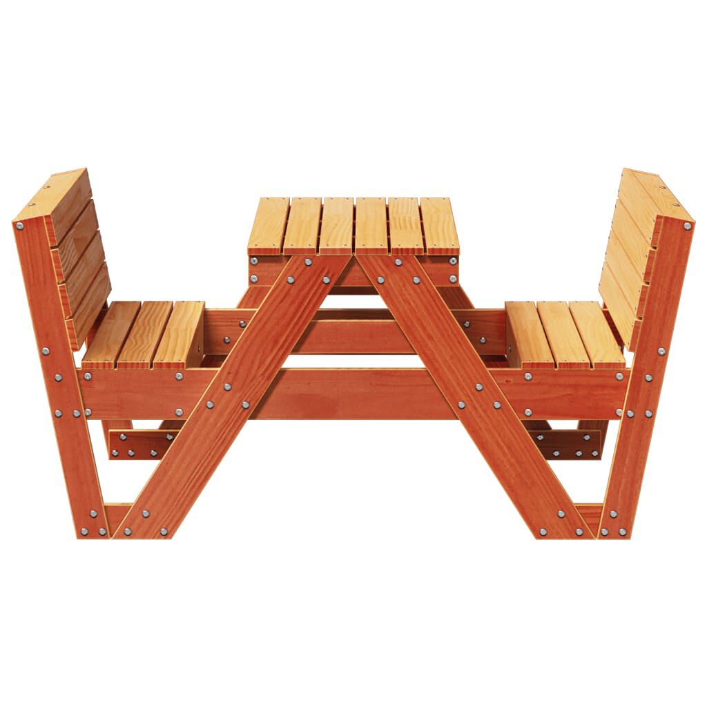 vidaXL Τραπέζι Πικνίκ για Παιδιά 88x122x58 εκ. Καφέ Μασίφ Ξύλο Πεύκου