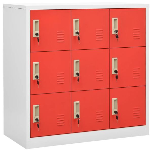 vidaXL Φοριαμοί 2 τεμ. Ανοιχτό Γκρι/Κόκκινο 90x45x92,5 εκ. Ατσάλινοι