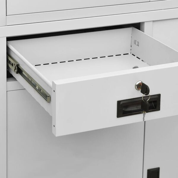 vidaXL Ντουλάπα Γραφείου Ανοιχτό Γκρι 90x40x180 εκ Ατσάλι/Ψημένο Γυαλί