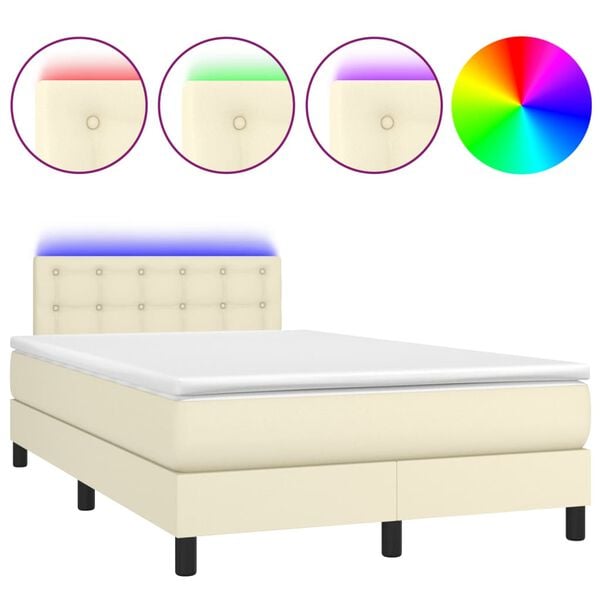 vidaXL &Kappa;&rho;&epsilon;&beta;ά&tau;&iota; Boxspring &mu;&epsilon; &Sigma;&tau;&rho;ώ&mu;&alpha; & LED &Kappa;&rho;&epsilon;&mu; 120x200 &epsilon;&kappa;. &Sigma;&upsilon;&nu;&theta;. &Delta;έ&rho;&mu;&alpha;