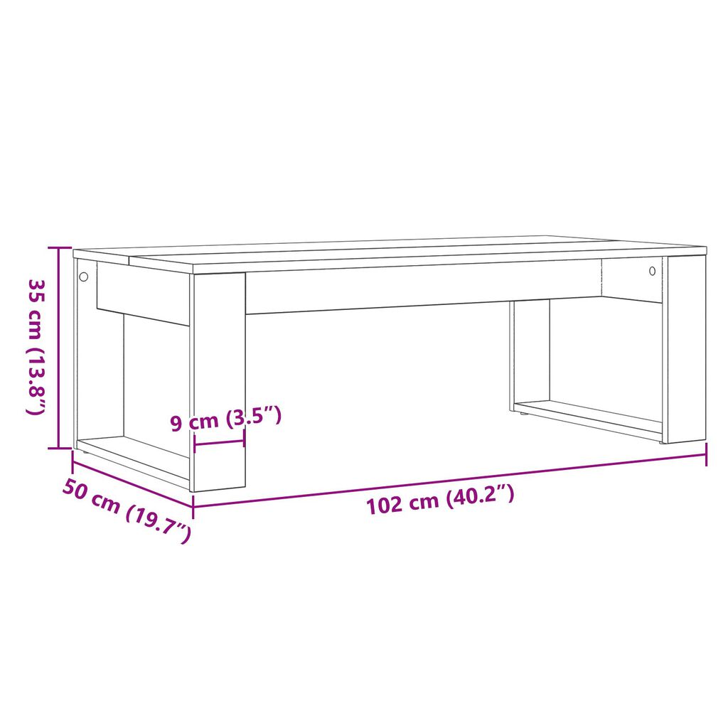 vidaXL Καφέ Τραπεζάκι Μαύρο Δρυς 102x50x35 εκ. Ξύλο Επεξεργασμένο