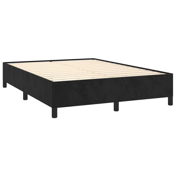 vidaXL Κρεβάτι Boxspring με Στρώμα Μαύρο 140x200 εκ. Βελούδινο