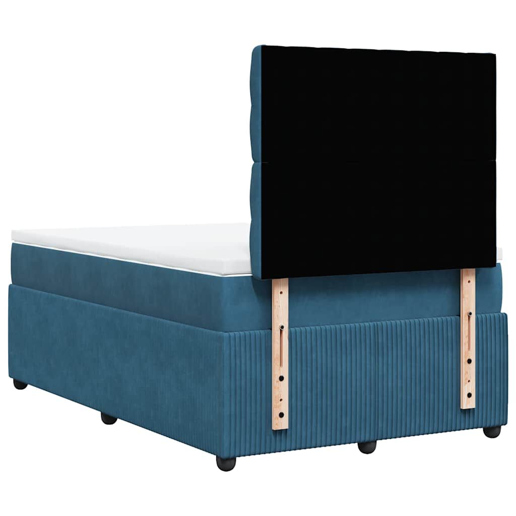 vidaXL Κρεβάτι Boxspring με Στρώμα Σκούρο Μπλε 120x190 εκ. Βελούδινο