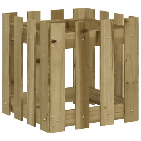vidaXL Ζαρντινιέρα με Σχέδιο Φράχτη 40x40x40 εκ. Εμποτισμ. Ξύλο Πεύκου