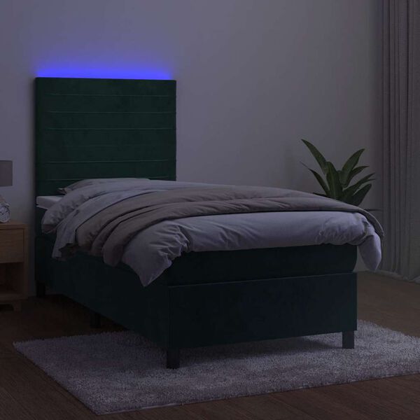 vidaXL &Kappa;&rho;&epsilon;&beta;ά&tau;&iota; Boxspring &mu;&epsilon; &Sigma;&tau;&rho;ώ&mu;&alpha; & LED &Sigma;&kappa;. &Pi;&rho;ά&sigma;&iota;&nu;&omicron; 100x200&epsilon;&kappa; &Beta;&epsilon;&lambda;&omicron;ύ&delta;&omicron;