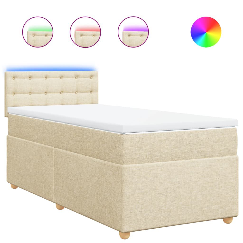vidaXL Κρεβάτι Boxspring με Στρώμα Κρεμ 80 x 200 εκ. Υφασμάτινο