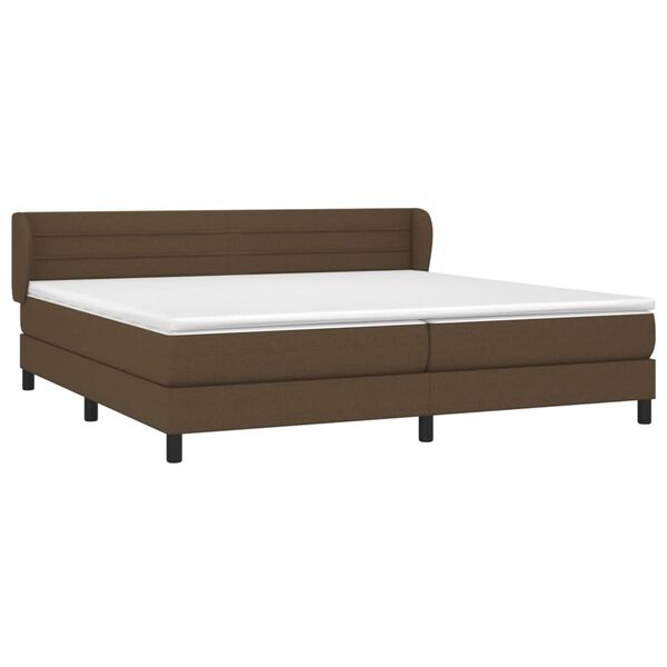 vidaXL Κρεβάτι Boxspring με Στρώμα Σκούρο Καφέ 200x200 εκ. Υφασμάτινο