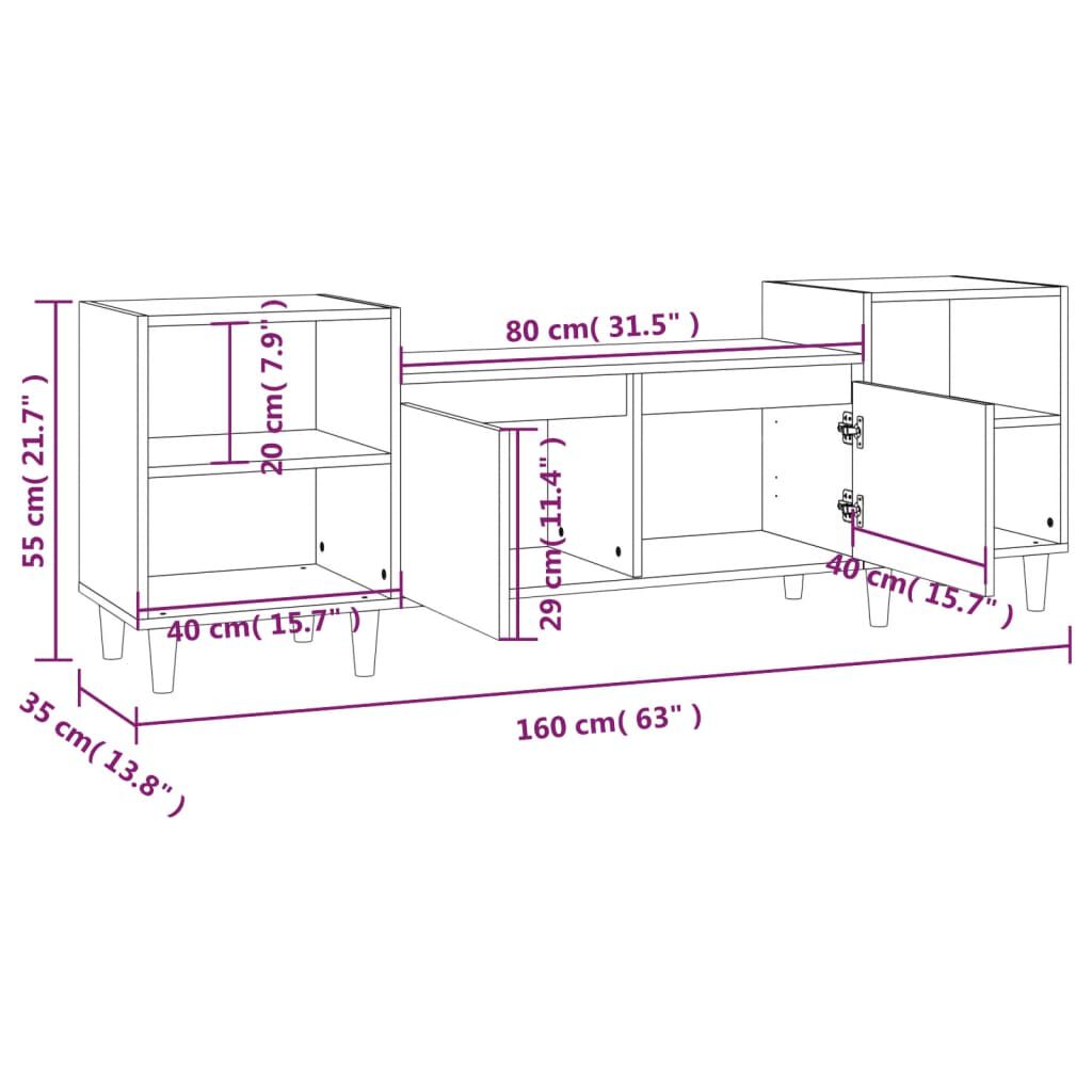 vidaXL Έπιπλο Τηλεόρασης Λευκό 160 x 35 x 55 εκ. Επεξεργασμένο Ξύλο