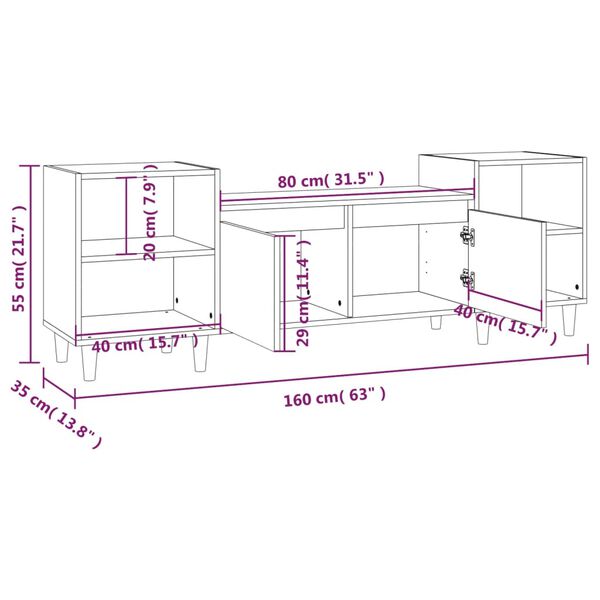vidaXL Έπιπλο Τηλεόρασης Λευκό 160 x 35 x 55 εκ. Επεξεργασμένο Ξύλο