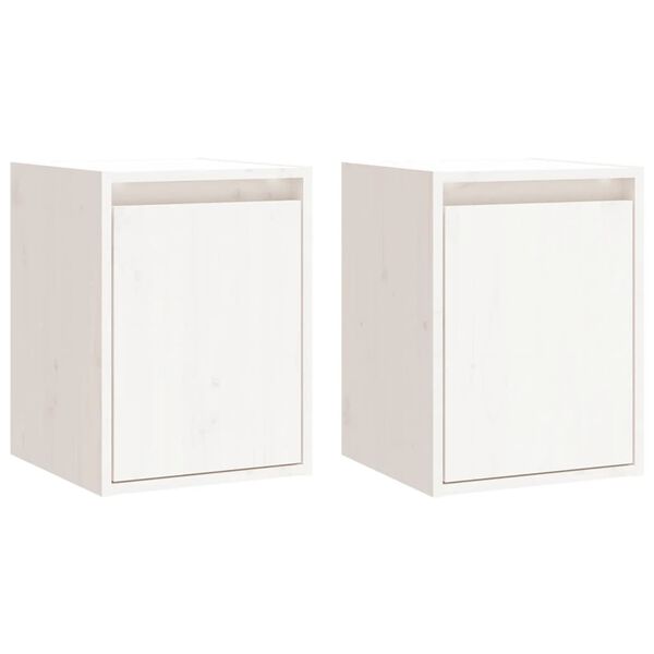 vidaXL Ντουλάπια Τοίχου 2 τεμ. Λευκά 30x30x40 εκ. Μασίφ Ξύλο Πεύκου