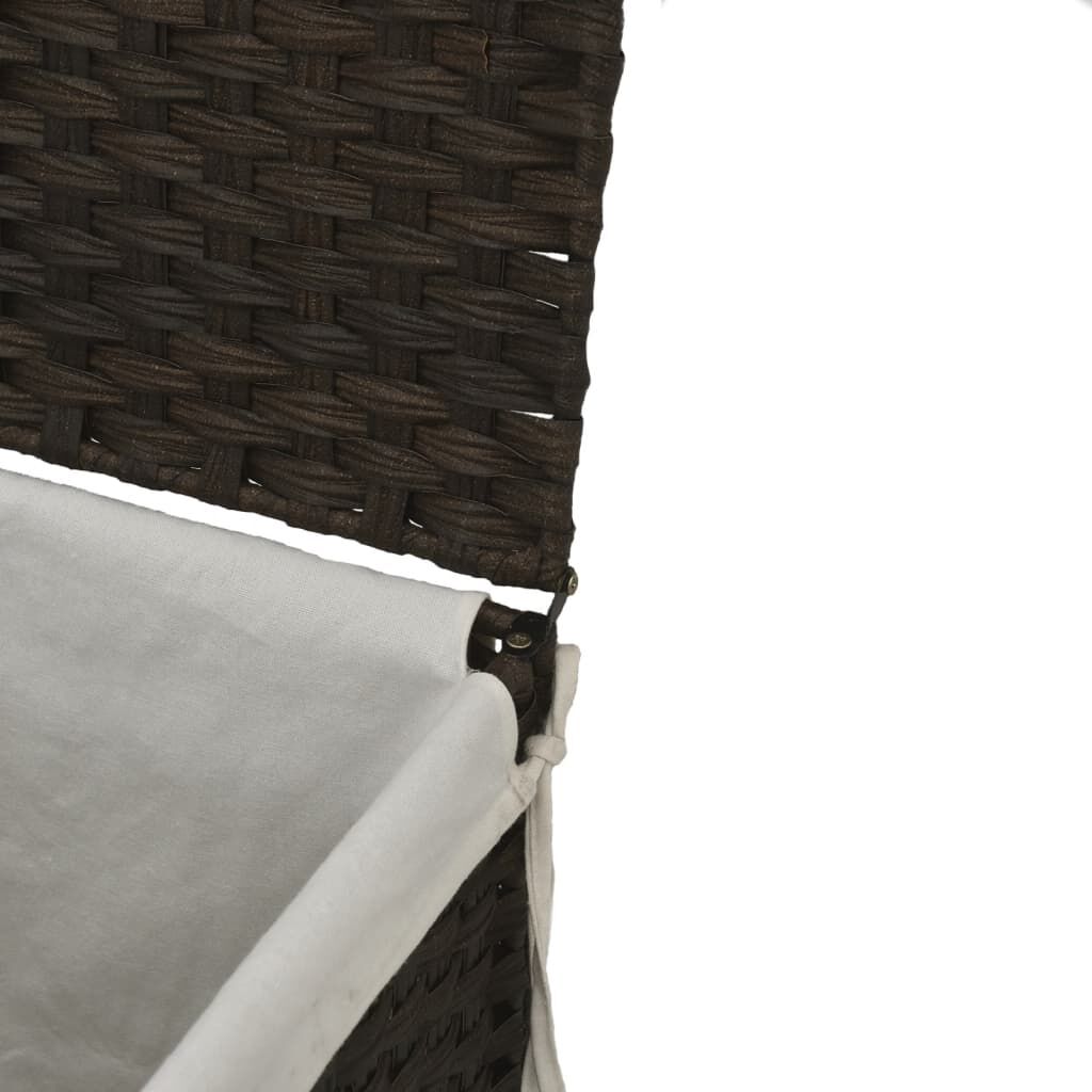 vidaXL Καλάθι Πλυντηρίου με Καπάκι Σκ. Καφέ 46x33x60 εκ. Συνθ. Ρατάν