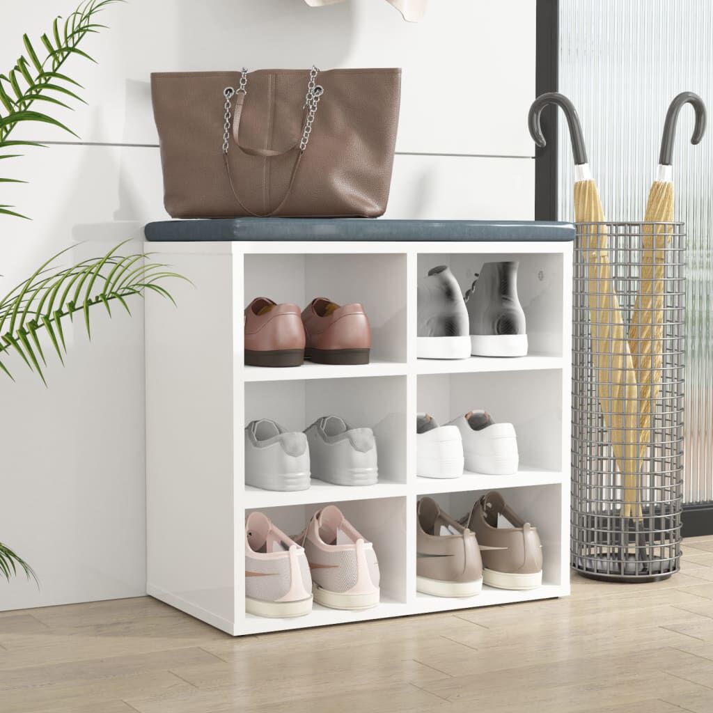 vidaXL Παπουτσοθήκες Γυαλιστερό Λευκό 52,5 x 30 x 50 εκ.