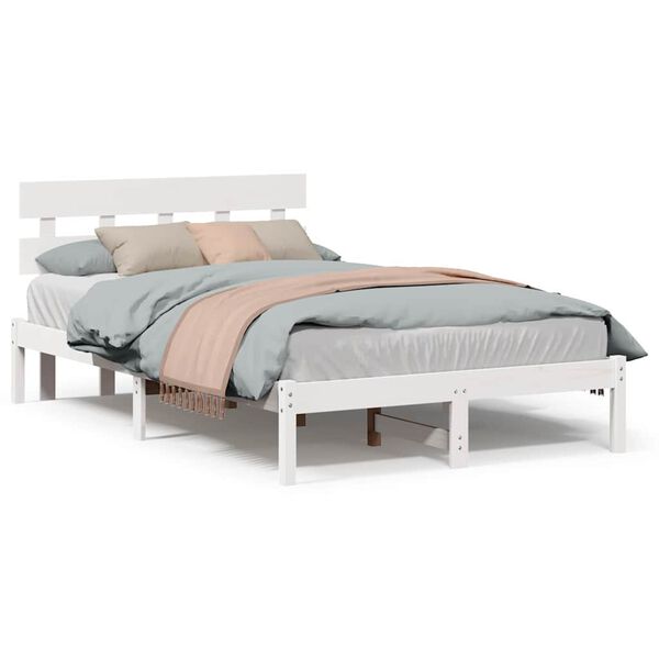 vidaXL Σκελετός Κρεβατιού Λευκό 120 x 200 cm Μασίφ ξύλο πεύκου