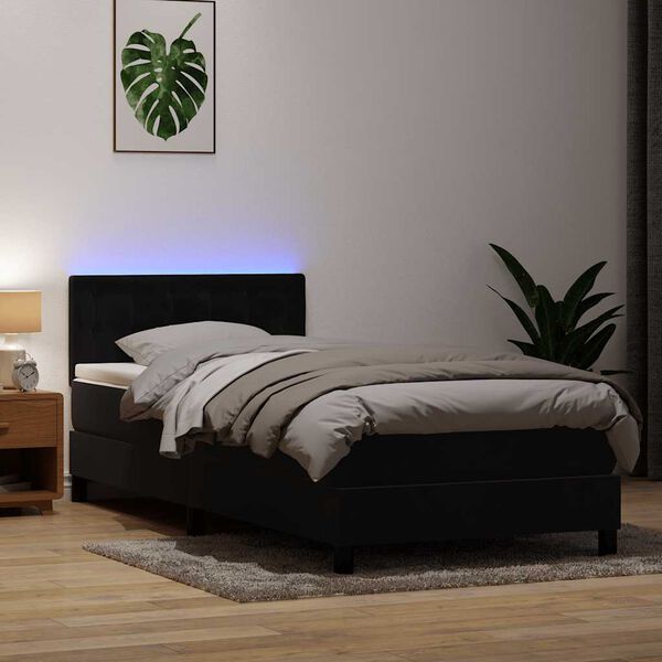 vidaXL &Kappa;&rho;&epsilon;&beta;ά&tau;&iota; Boxspring &mu;&epsilon; &Sigma;&tau;&rho;ώ&mu;&alpha; & LED &Mu;&alpha;ύ&rho;&omicron; 80x210 &epsilon;&kappa;. &Beta;&epsilon;&lambda;&omicron;ύ&delta;&iota;&nu;&omicron;