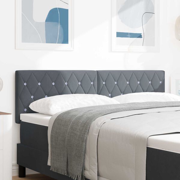 vidaXL Κεφαλή LED Κρυστάλλινη Κουμπωτή Σκούρα Γκρι 80 εκ. Βελούδο