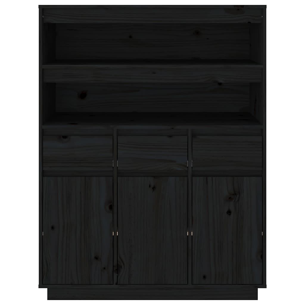 vidaXL Ντουλάπι Ψηλό Μαύρο 89x40x116,5 εκ. από Μασίφ Ξύλο Πεύκου
