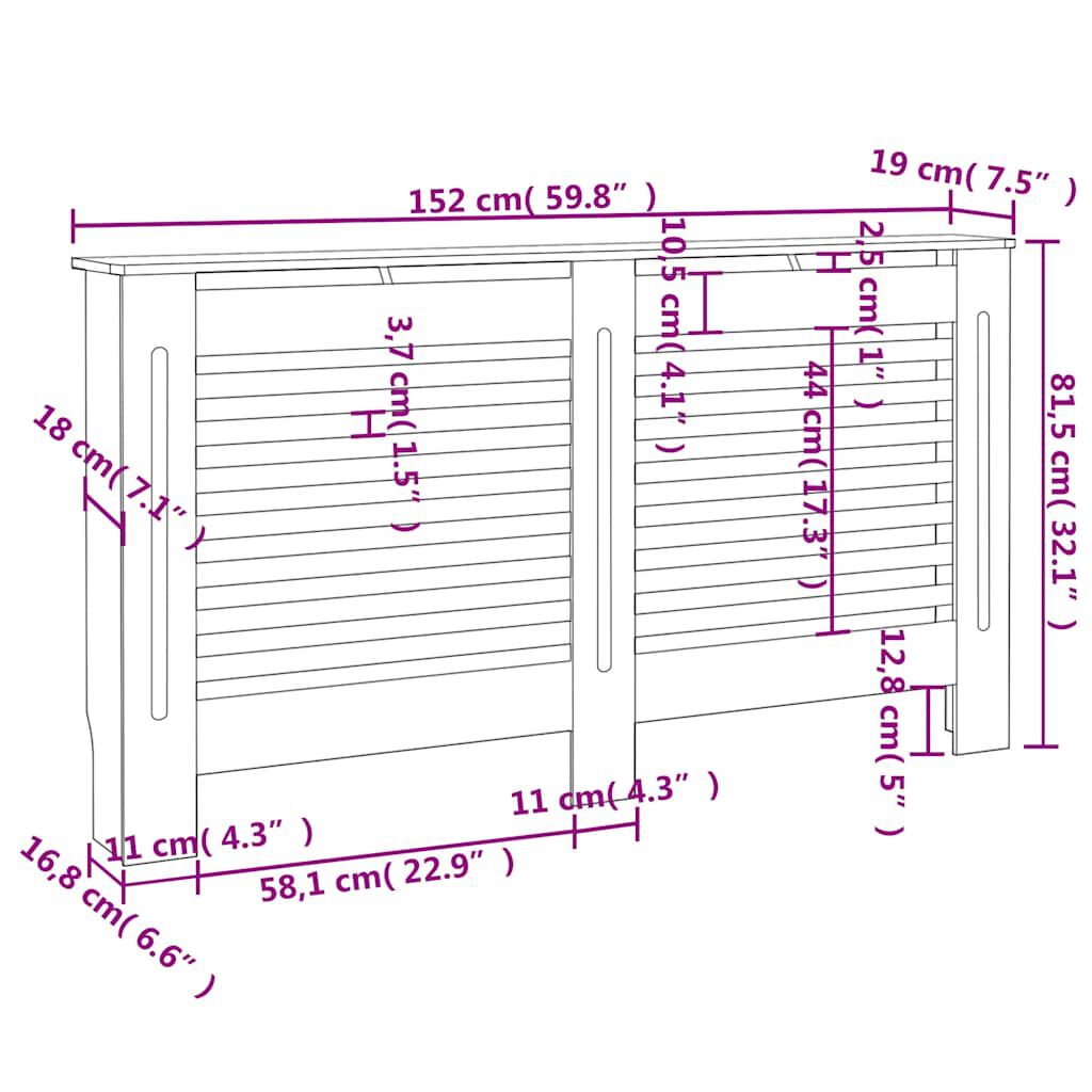 vidaXL Κάλυμμα Καλοριφέρ Ανθρακί 152 x 19 x 81,5 εκ. από MDF