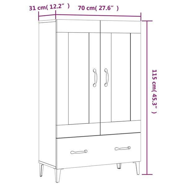 vidaXL Ντουλάπα Γκρι Sonoma 70 x 31 x 115 εκ. από Επεξεργασμένο Ξύλο