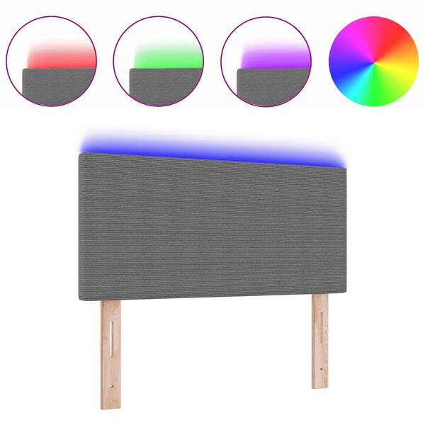 vidaXL LED κεφαλάρι με φώτα λωρίδας LED Ανοιχτό γκρι 80 cm ύφασμα