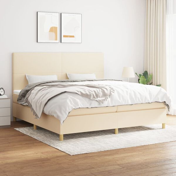 vidaXL &Kappa;&rho;&epsilon;&beta;ά&tau;&iota; Boxspring &mu;&epsilon; &Sigma;&tau;&rho;ώ&mu;&alpha; &Kappa;&rho;&epsilon;&mu; 200x200 &epsilon;&kappa;. &Upsilon;&phi;&alpha;&sigma;&mu;ά&tau;&iota;&nu;&omicron;