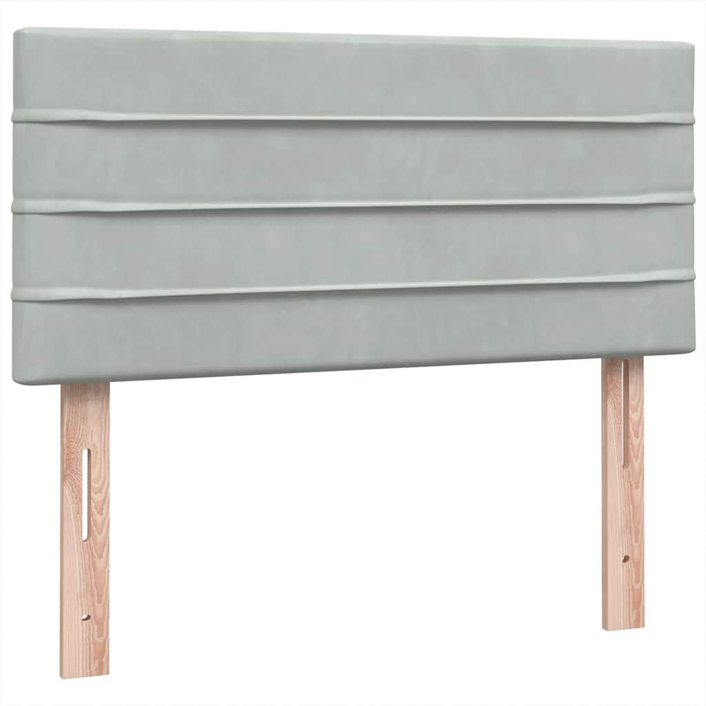 vidaXL Box Spring κρεβάτι με στρώμα ανοιχτό γκρι 80x220 cm Βελούδινο