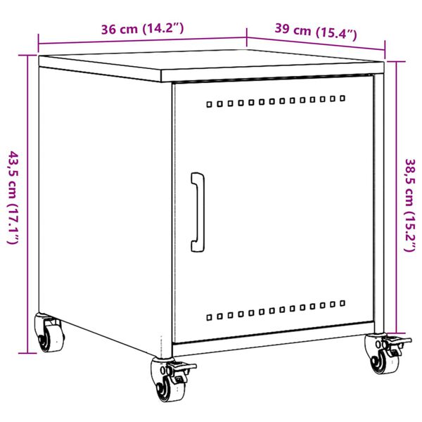 vidaXL Κομοδίνο Πράσινο Λαδί 36x39x43,5 εκ. από Χάλυβα