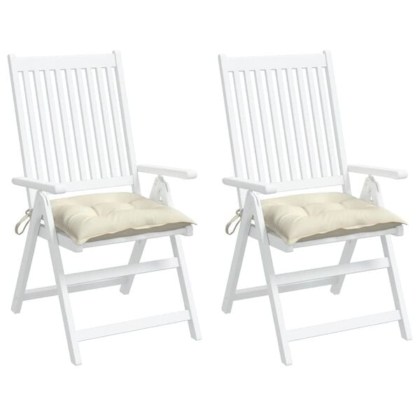 vidaXL Μαξιλάρια Καρέκλας Κήπου 2 τεμ. Λευκά 50x50x7 εκ. Υφασμάτινα