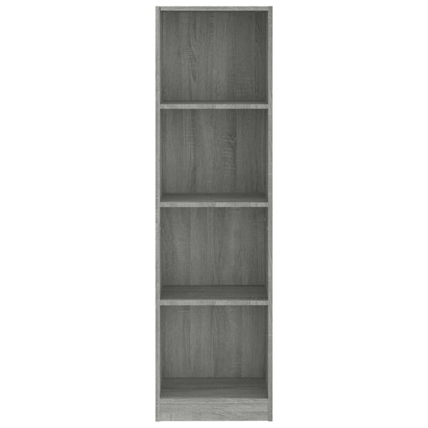 vidaXL Βιβλιοθήκη με 4 Ράφια Γκρι Sonoma 40x24x143 εκ. Επεξεργ. Ξύλο