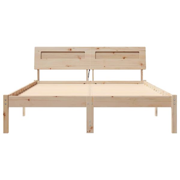 vidaXL Σκελετός Κρεβατιού Καφέ 135 x 190 cm Μασίφ ξύλο πεύκου