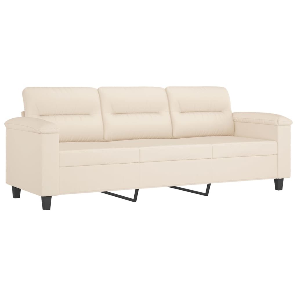 vidaXL Καναπές Τριθέσιος Beige 180 εκ. από Μικροΐνες με Μαξιλάρια