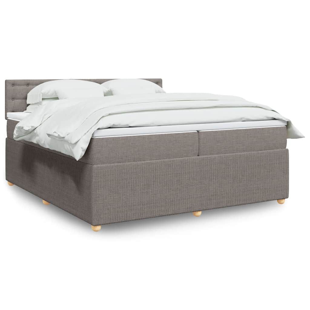 vidaXL Κρεβάτι Boxspring με Στρώμα Taupe 200x200 εκ. Υφασμάτινο