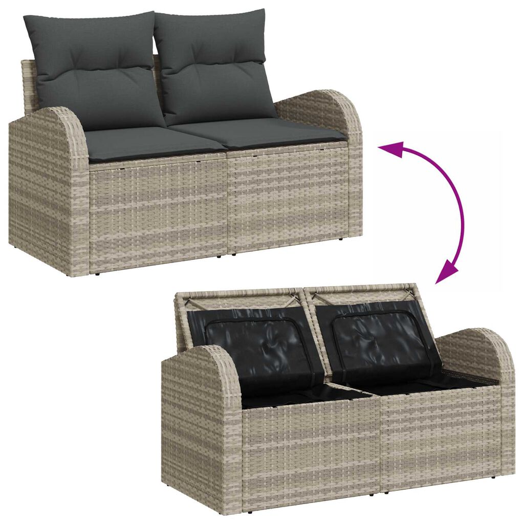 vidaXL Σετ Καναπέ Κήπου με μαξιλάρι 6 pcs Ανοιχτό γκρι Πολυ ράταν