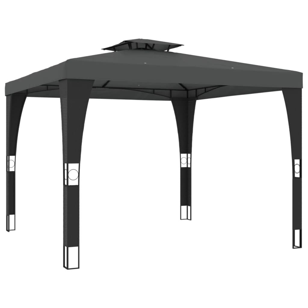 vidaXL Κιόσκι με Διπλή Οροφή Ανθρακί 2,98x2,98 μ. Ατσάλινο