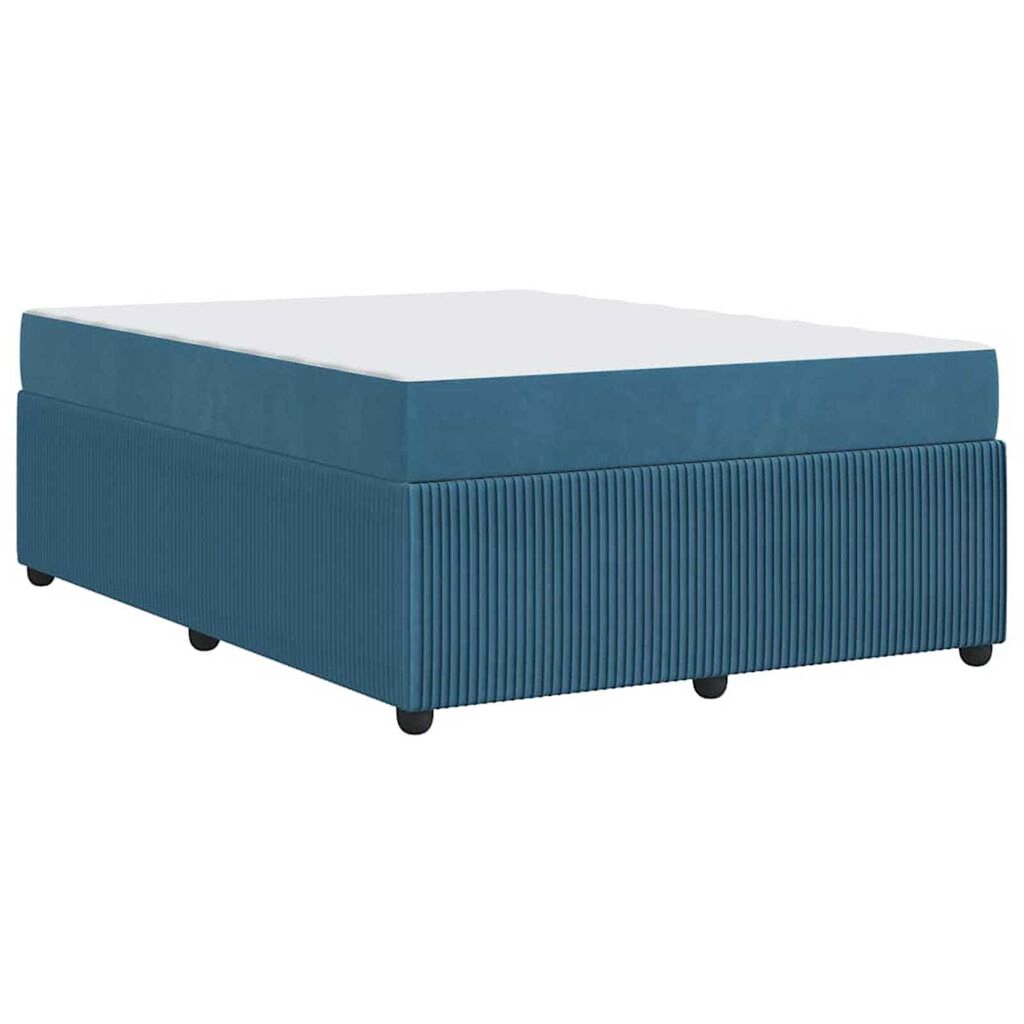 vidaXL Σκελετός κρεβατιού με στρώμα Μπλε 160 x 200 cm Βελούδο
